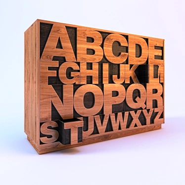 Alphabet Storage Cabinet L 120 cm 3D model image 1 