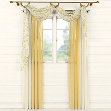 Luxury Window Curtain Set 3D model image 1 