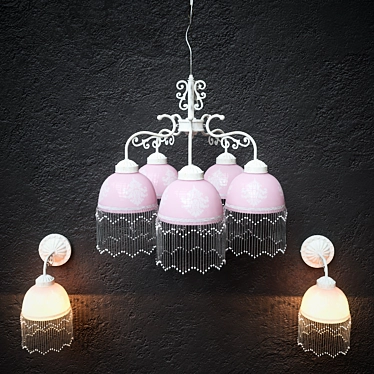 Elegant Perlina Chandelier & Sconces: Arte Lamp 3D model image 1 
