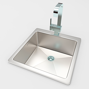 Sleek Stainless Steel Kitchen Sink 3D model image 1 