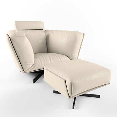 Piet Boon Heit Armchair & Pouf Set 3D model image 1 