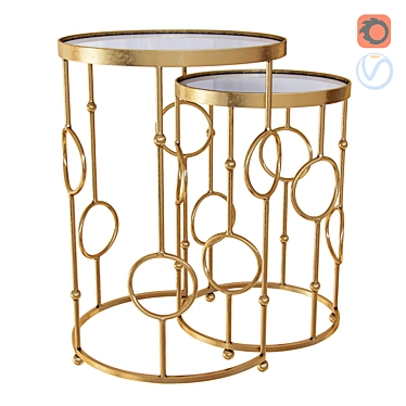 Elegant Brass Nesting Tables 3D model image 1 