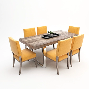 Transitional Denim Dining Set 3D model image 1 