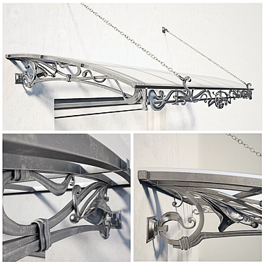 Forged Canopy: 150cm Projection, 380cm Width 3D model image 1 