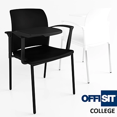 Student Chair with Armrest and Desk 3D model image 1 