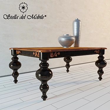 Classic Cherry Wood Dining Table with Ornate Hand-carved Legs 3D model image 1 