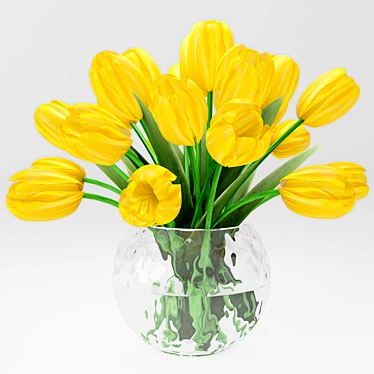 a bouquet of yellow tulips