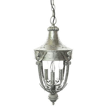 Vintage Silver Pendant Chandelier 3D model image 1 