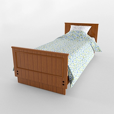 Title: Vintage Wooden Bed Set 3D model image 1 