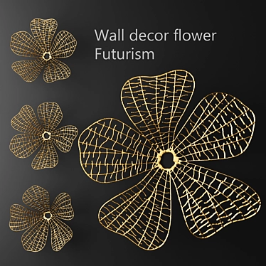 Futuristic Floral Wall Panel 3D model image 1 