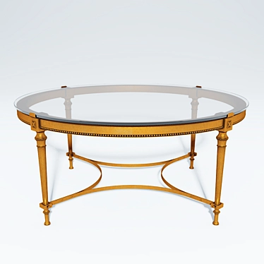 Neoclassical French Brass Coffee Table 3D model image 1 