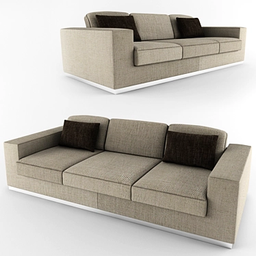 Spacious Three-Person Sofa 3D model image 1 