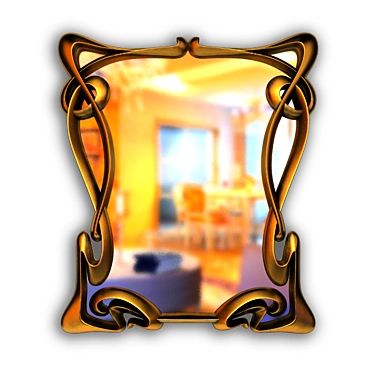 Elegant Art Nouveau Mirror Frame 3D model image 1 