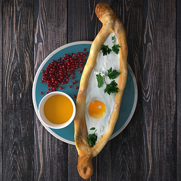 Title: Savory Adjarakan Boat Khachapuri 3D model image 1 