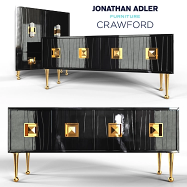 Crawford Console & Cabinet: Sleek and Stylish Storage Solution by Jonathan Adler 3D model image 1 