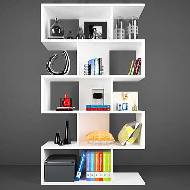 Modern Marcel Bookcase with Decorative Set 3D model image 1 