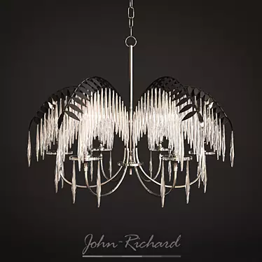 Elegant Brushed Nickel Chandelier with Clear Crystals 3D model image 1 