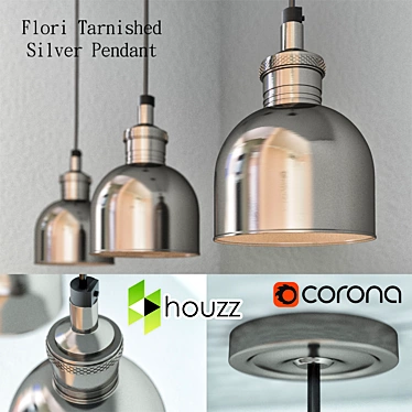 Elegant Silver Pendant Lamp 3D model image 1 