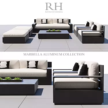 Modern Outdoor Furniture Set - RH Marbella Aluminum 3D model image 1 