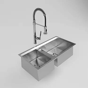 Versatile 27" Faucet & Double Sink 3D model image 1 