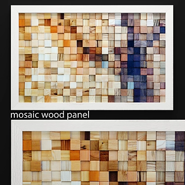Wooden Mosaic Panel: Rustic Elegance 3D model image 1 