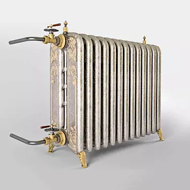 Title: Classic Cast Iron Heater with Ribbed Decor 3D model image 1 