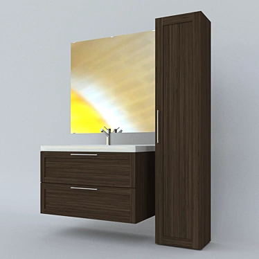 Modern Bathroom Furniture Set with Mirror 3D model image 1 