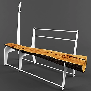 Tree Trunk Bench with Steel Frame 3D model image 1 