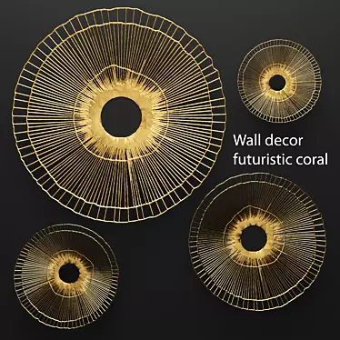 Futuristic Coral Wall Art Panel 3D model image 1 