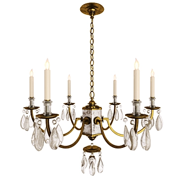 Elegant Gilded Iron Chandelier 3D model image 1 