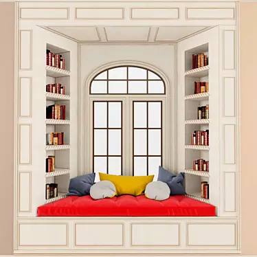 Bookshelf Window: Cozy Reading Nook 3D model image 1 