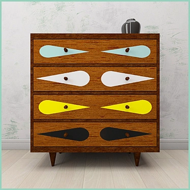 Elegant Oak Chest of Drawers 3D model image 1 