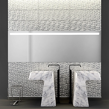 Floor sink Antonio Lupi Marmo Carrara + faucet Gessi Rettangolo-XL 26195 + Stool Gessi Mimi + Tile Nanoforma Silver Illusion 30x90