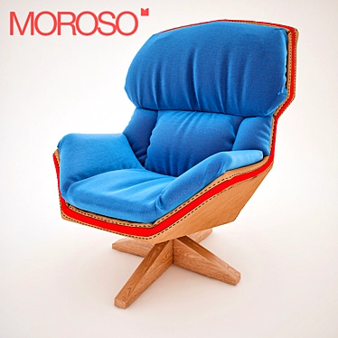 Elegant Moroso Armchair: Wooden Base 3D model image 1 