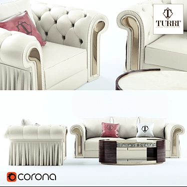 Luxury Turri Couture Furniture Set 3D model image 1 