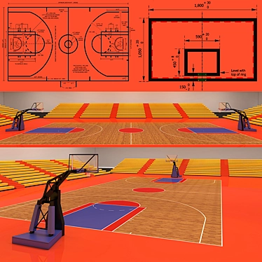 Ultimate Hoops Court 3D model image 1 