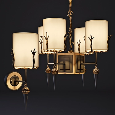 Diego Chandelier and Sconces Set 3D model image 1 