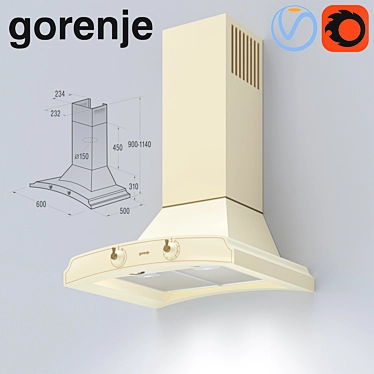 Gorenje Classic DK63MCLI: Stylish Extractor Hood 3D model image 1 