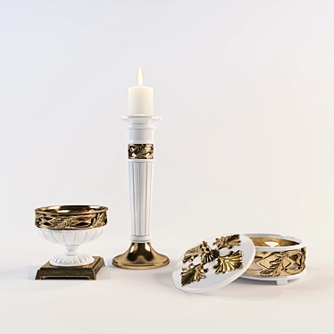 Elegant Home Decor Set: Candle, Candy Dish, Vase 3D model image 1 