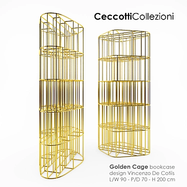 Luxury Golden Cage Bookcase (Ceccotti) 3D model image 1 