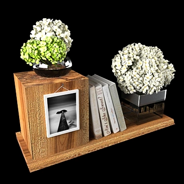 Elegant Décor Set: Books & Flowers 3D model image 1 