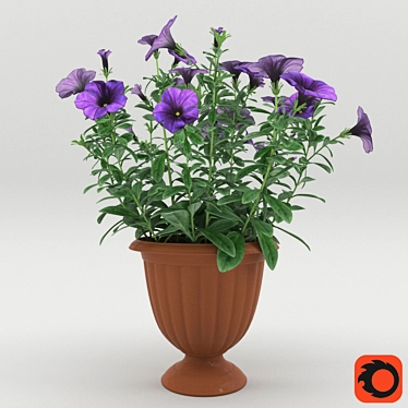 Petunia Flower Pot: Stunning Terrace & Balcony Decor! 3D model image 1 
