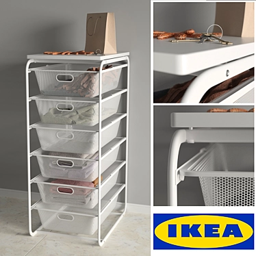 Organize and Store with IKEA ALGOT: Versatile Steel Frame and Mesh Basket 3D model image 1 