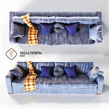 Modern Blue Leather Sofa: Damien 3D model image 1 