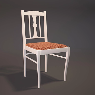 Vintage Wooden Chair with Soft Seat 3D model image 1 