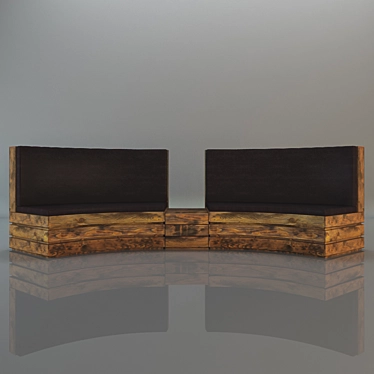 Sleek Curve Pallet Sofa 3D model image 1 