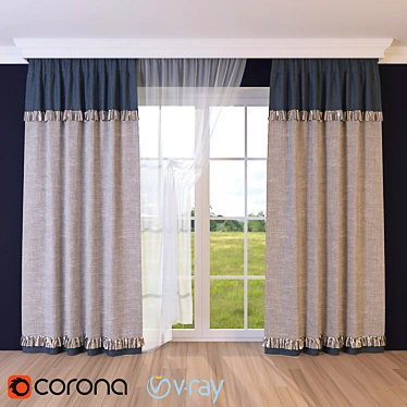 Semi-Open Curtain: Streamlined Elegance 3D model image 1 