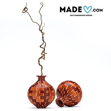 Elegant Wood Sculpted Vase 3D model image 1 
