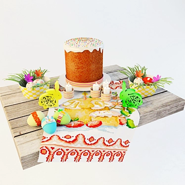 Easter Nest Decor Set 3D model image 1 