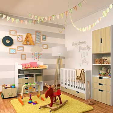 Pastel Dream Children's Decor Set 3D model image 1 